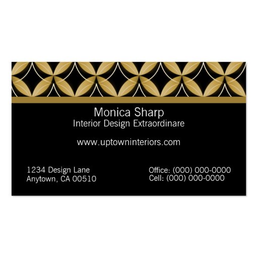 Uptown Glam Business Card, Gold (back side)