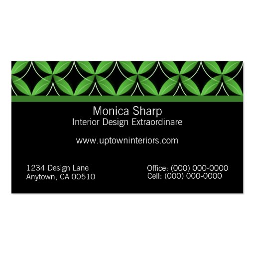 Uptown Glam Business Card, Green (back side)