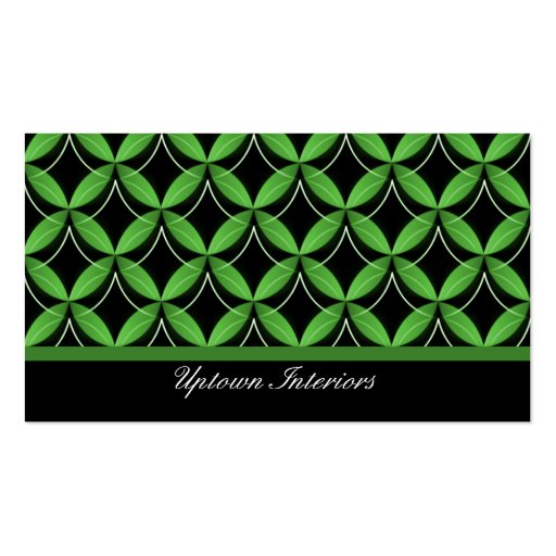 Uptown Glam Business Card, Green (front side)