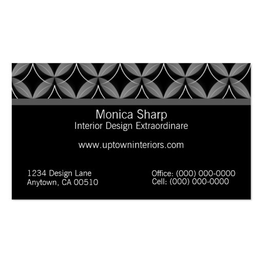 Uptown Glam Business Card, Metallic Gray (back side)
