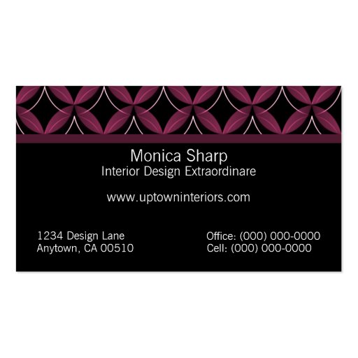Uptown Glam Business Card, Plum (back side)