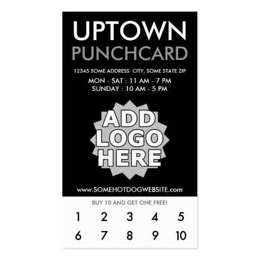 uptown loyalty punchcard business card templates (front side)