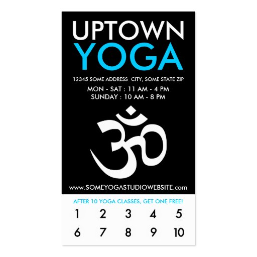 uptown om yoga loyalty business card templates (front side)