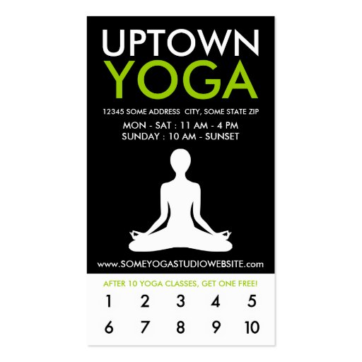 uptown yoga loyalty business card template (front side)