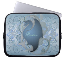 Urban Blue Fantasy Scroll Dragon Laptop Sleeve