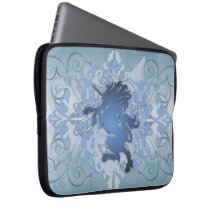 Urban Blue Fantasy Scroll Unicorn Laptop Sleeve