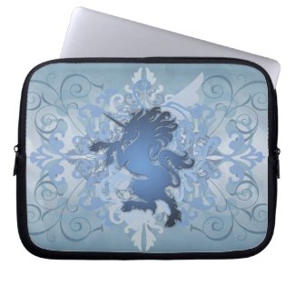 Urban Blue Fantasy Scroll Unicorn Laptop Sleeve electronicsbag