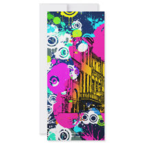 urban city graffiti paint splatter design colorful personalized rack card