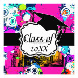 urban city graffiti paint splatter graduation invitations