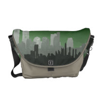 Urban City Sprawl Sky Line Messenger Bag (green) messenger bags