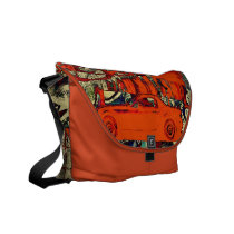 Urban collage car and bicycle messenger bag