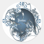 Urban Fantasy Blue Griffin Add Name Stickers