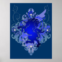 Urban Fantasy Blue Jeweled Unicorn Poster