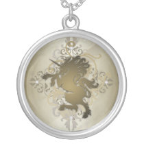 Urban Fantasy Gold Unicorn Diamond Necklace