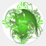 Urban Fantasy Green Griffin Add Name Stickers