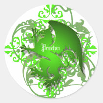 Urban Fantasy Green Griffin Add Name Stickers