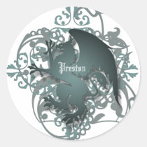 Urban Fantasy Green Griffin Add Name Stickers