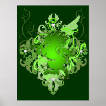 Urban Fantasy Green Jeweled Unicorn Poster