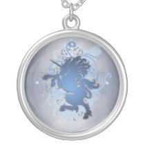 Urban Fantasy Lite Blue Unicorn Diamond Necklace