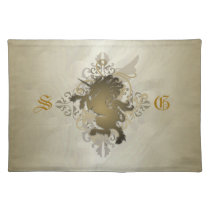 Urban Fantasy Monogram Gold Unicorn Placemats