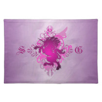 Urban Fantasy Monogram Pink Unicorn Placemats
