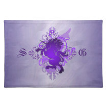 Urban Fantasy Monogram Purple Unicorn Placemats