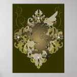 Urban Fantasy Olive Jeweled Unicorn Poster