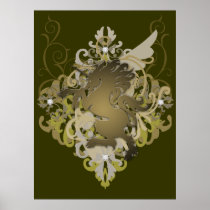 Urban Fantasy Olive Jeweled Unicorn Poster
