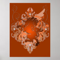 Urban Fantasy Orange Jeweled Unicorn Poster