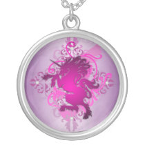 Urban Fantasy Pink Unicorn Diamond Necklace