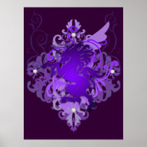 Urban Fantasy Purple Jeweled Unicorn Poster