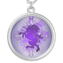 Urban Fantasy Purple Unicorn Diamond Necklace
