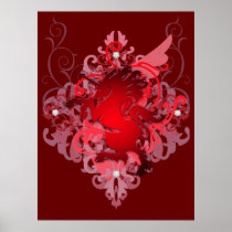 Urban Fantasy Red Jeweled Unicorn Poster