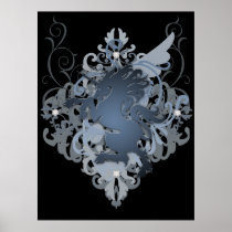 Urban Fantasy Silver Jeweled Unicorn Poster