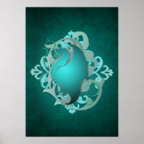 Urban Fantasy Teal Dragon Poster