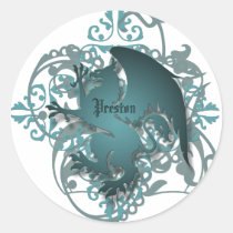 Urban Fantasy Teal Griffin Add Name Stickers