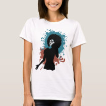 illustration, music, club, hiphop, pop, funny, humorous, vintage, cool, street, colorful, cute, rock, girl, diva, lady, afro, female, hip-hop, rap, house-music, techno, Shirt with custom graphic design