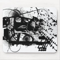 Urban Fist with crows and wires illustration. Mouse Pad