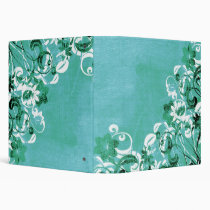 blue, teal, turquoise, binder, binders, business, personal, flower, flowers, floral, flora, flourish, garden, nature, art, design, pattern, urban, grunge, distressed, gift, gifts, pastel, antique, earthy, wedding planner, blank, customizable, customize, pretty, Binder with custom graphic design