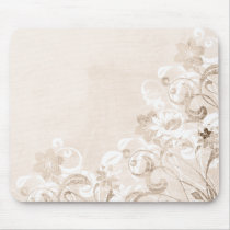 flower, flowers, floral, flora, flourish, garden, nature, art, design, pattern, urban, grunge, distressed, gift, gifts, pastel, antique, sepia, brown, earthy, mousepad, mousepads, Mouse pad with custom graphic design