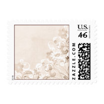 flower, flowers, floral, flora, flourish, garden, nature, art, design, pattern, urban, grunge, distressed, gift, gifts, pastel, antique, sepia, brown, earthy, postage, stamp, stamps, rsvp, rsvp card, rsvp postage, save the date, wedding, congratulations, thank you, thank you card, blank, customizable, customize, pretty, Stamp with custom graphic design