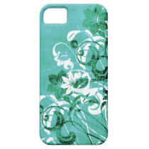 flourish, floral, flowers, garden, nature, feminine, teal, blue, turquoise, gift, gifts for women, art, [[missing key: type_casemate_cas]] with custom graphic design