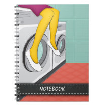 Urban girl sitting in a laundry in the big city notebooks