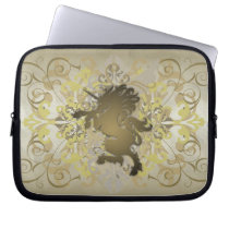 Urban Gold Fantasy Scroll Unicorn Laptop Sleeve