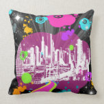 urban graffiti cityscape city scene throw pillows