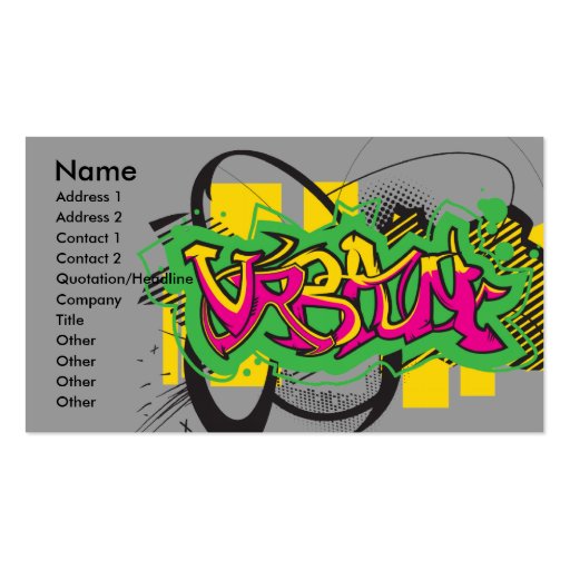 urban graffiti design business cards (front side)
