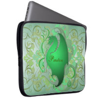 Urban Green Fantasy Scroll Dragon Laptop Sleeve