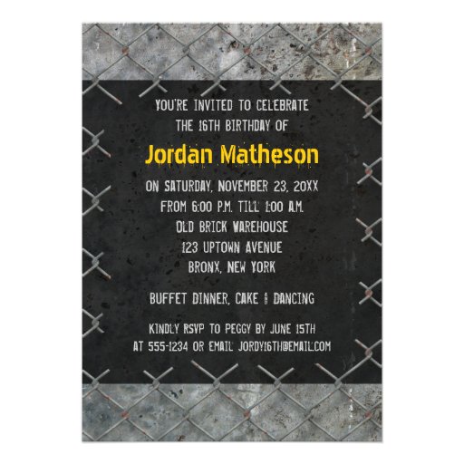Urban Grunge 16th Birthday Dance Party Invitation