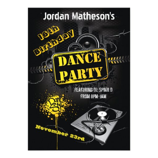 Urban Grunge 16th Birthday Dance Party Invitation