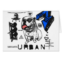 Urban Grunge - Grunged Bull Dog Design Cards